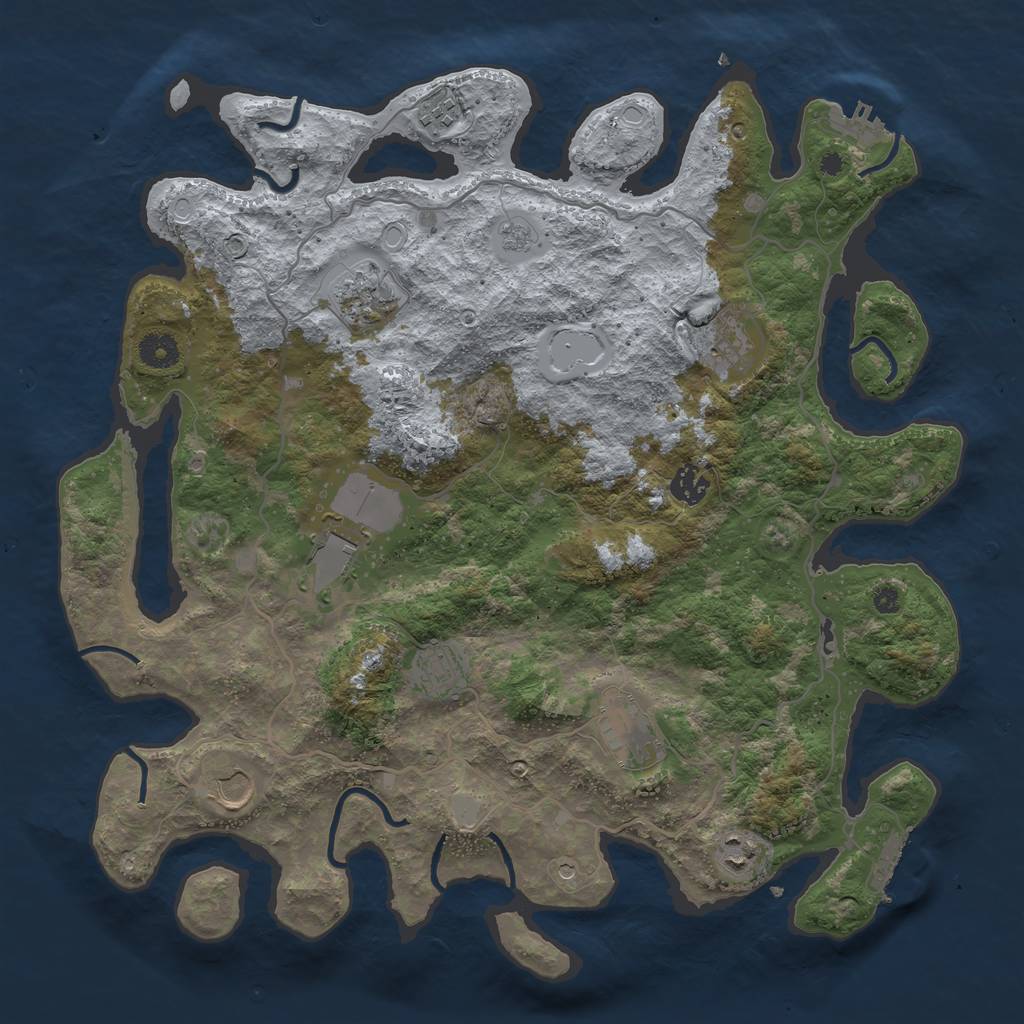 Rust Map: Procedural Map, Size: 4000, Seed: 252162, 18 Monuments