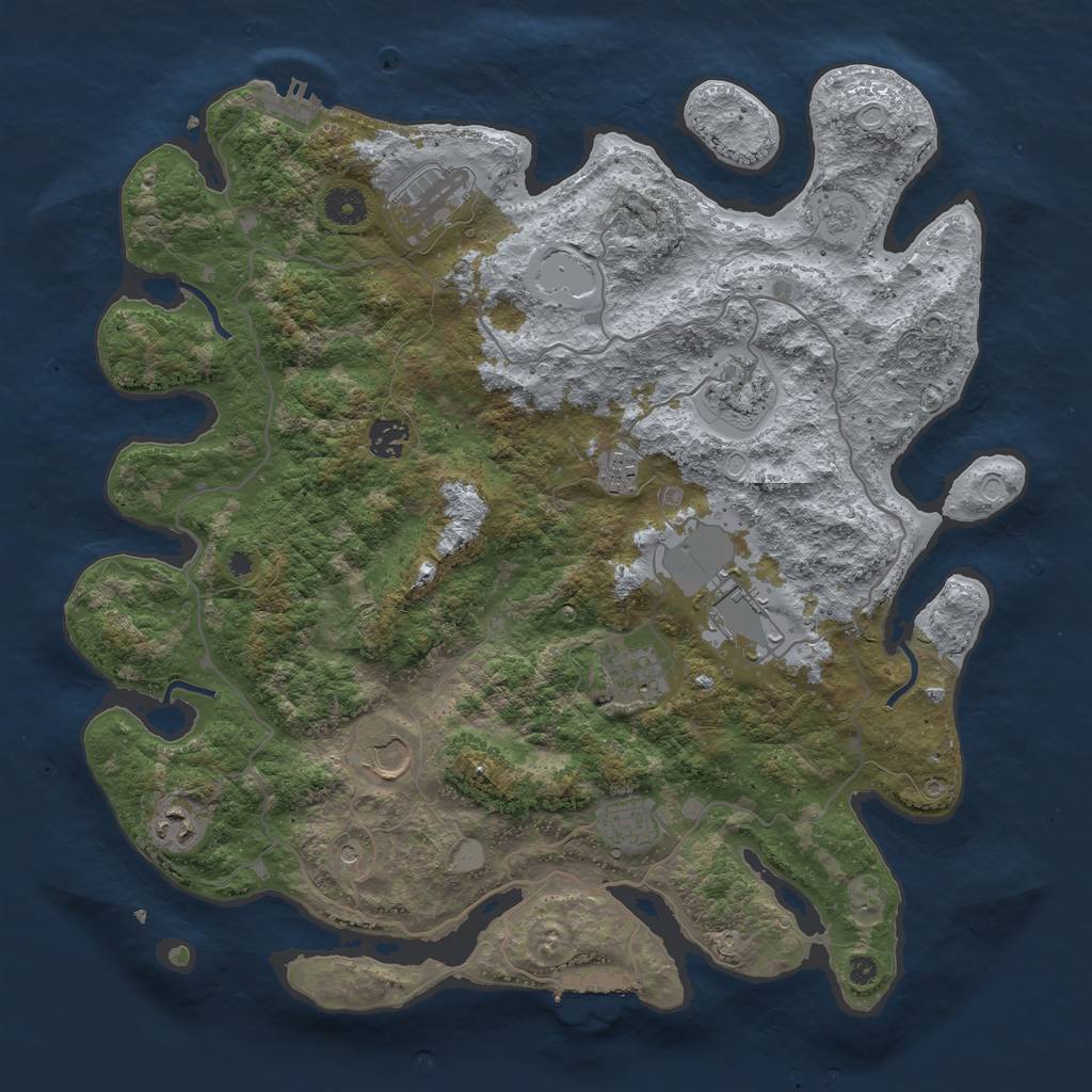 Rust Map: Procedural Map, Size: 4000, Seed: 1965080272, 18 Monuments