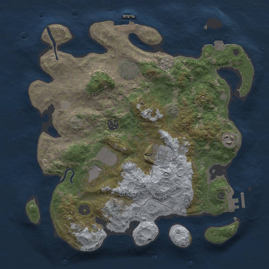 Rust Map: Procedural Map, Size: 3500, Seed: 564888625, 11 Monuments