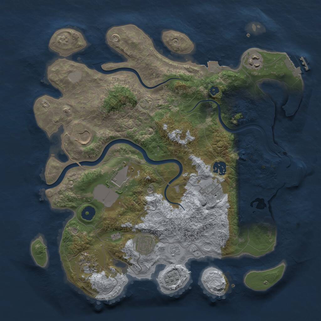 Rust Map: Procedural Map, Size: 3500, Seed: 564888625, 14 Monuments