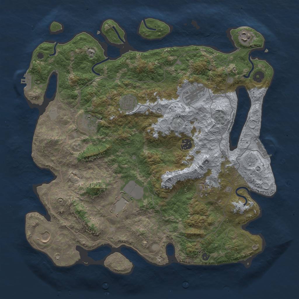 Rust Map: Procedural Map, Size: 4000, Seed: 1316989995, 18 Monuments