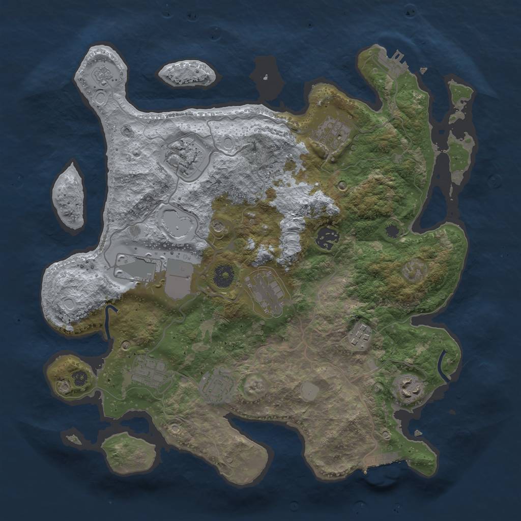 Rust Map: Procedural Map, Size: 3500, Seed: 852555038, 18 Monuments