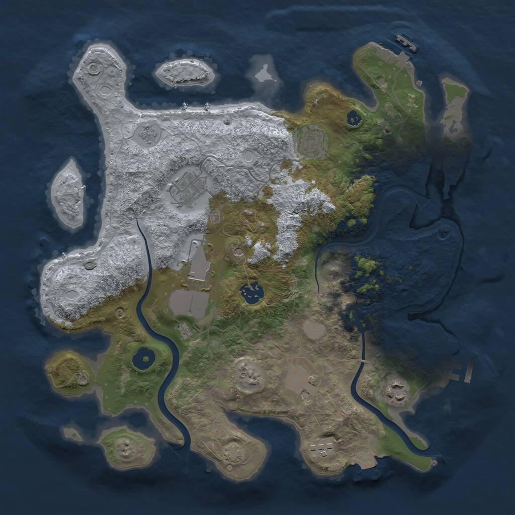 Rust Map: Procedural Map, Size: 3500, Seed: 852555038, 13 Monuments
