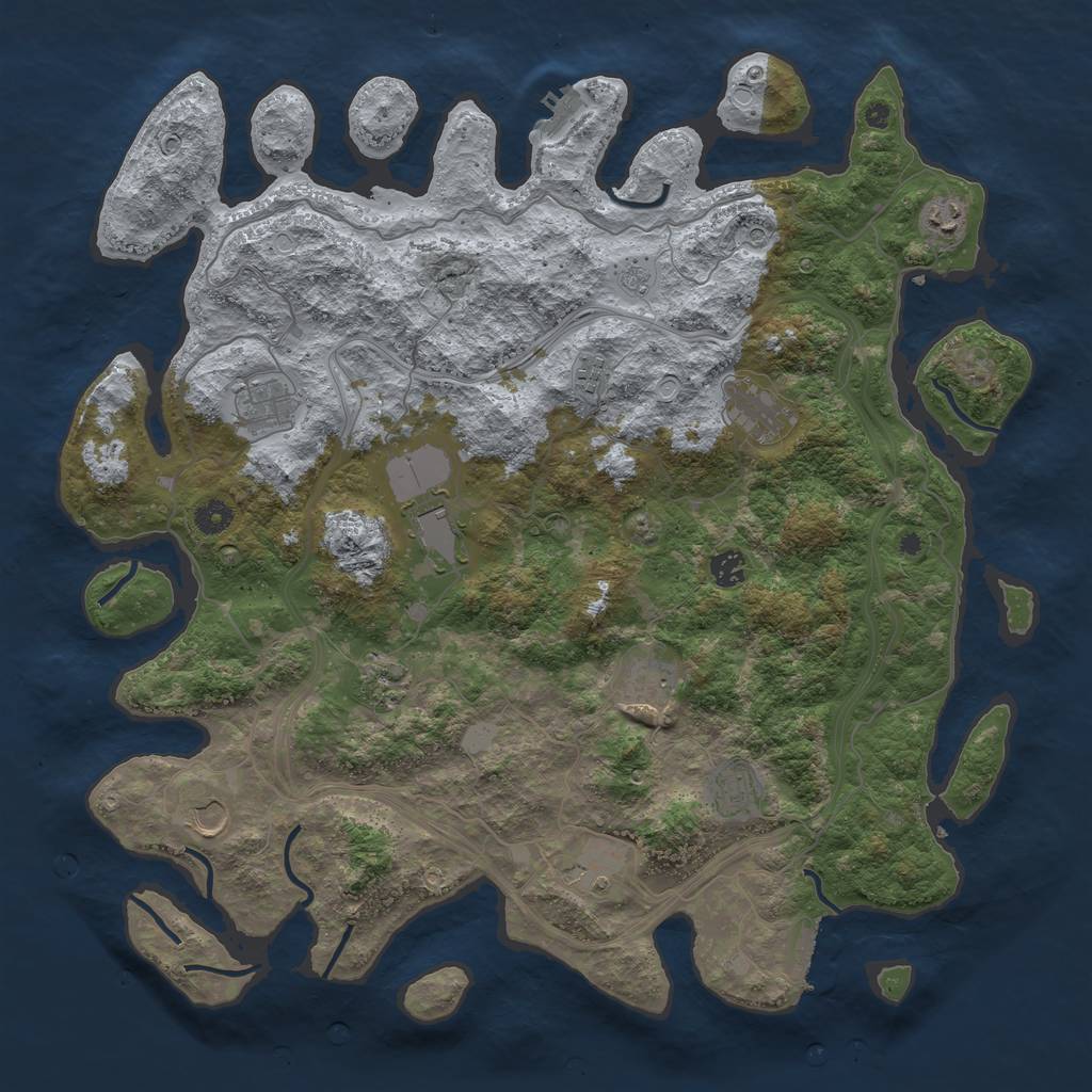 Rust Map: Procedural Map, Size: 4500, Seed: 1726111588, 20 Monuments