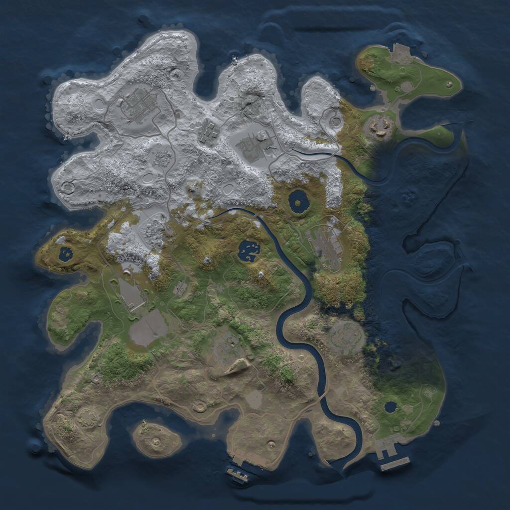 Rust Map: Procedural Map, Size: 3500, Seed: 169083021, 16 Monuments