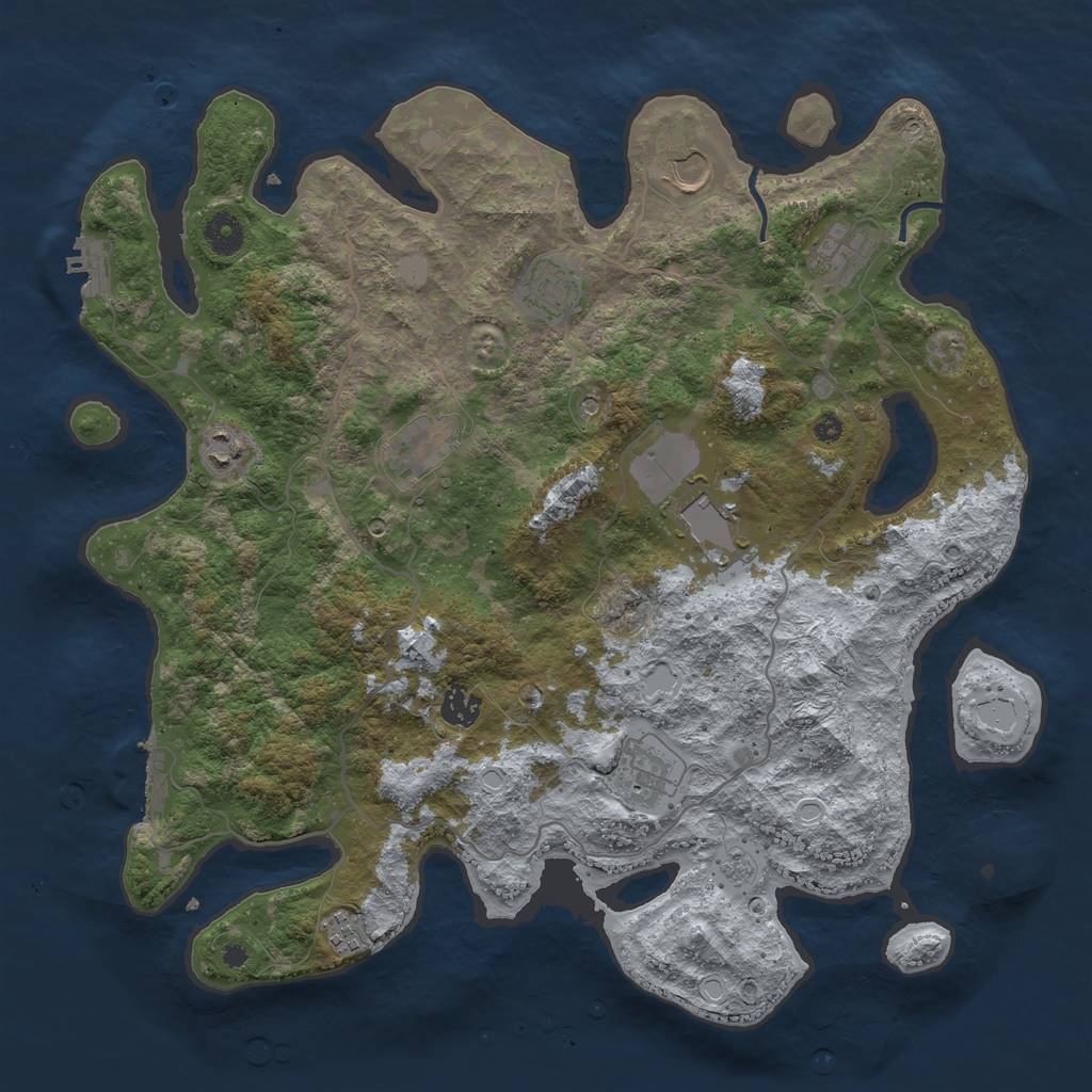 Rust Map: Procedural Map, Size: 4000, Seed: 8943, 18 Monuments