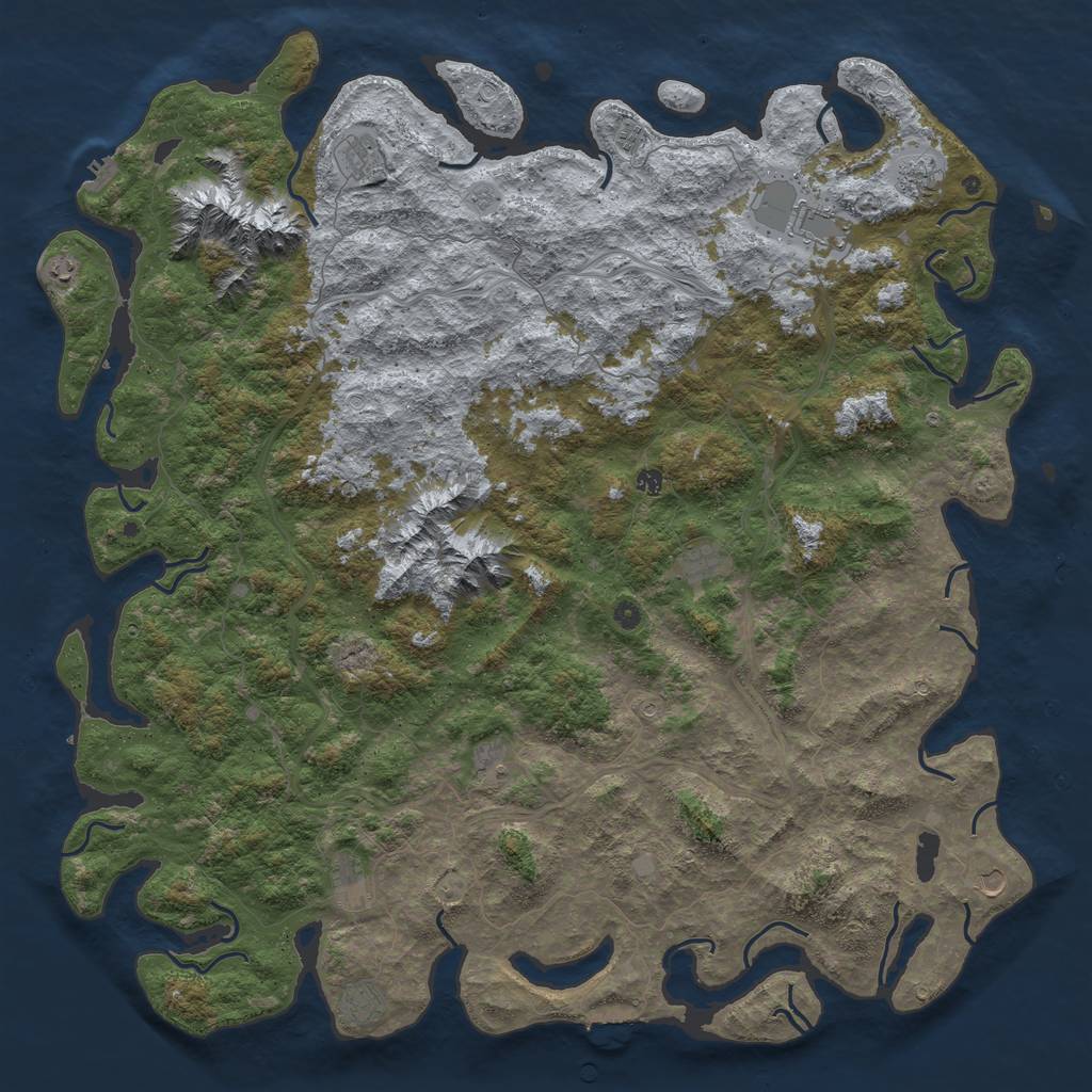 Rust Map: Procedural Map, Size: 6000, Seed: 1231023656, 20 Monuments