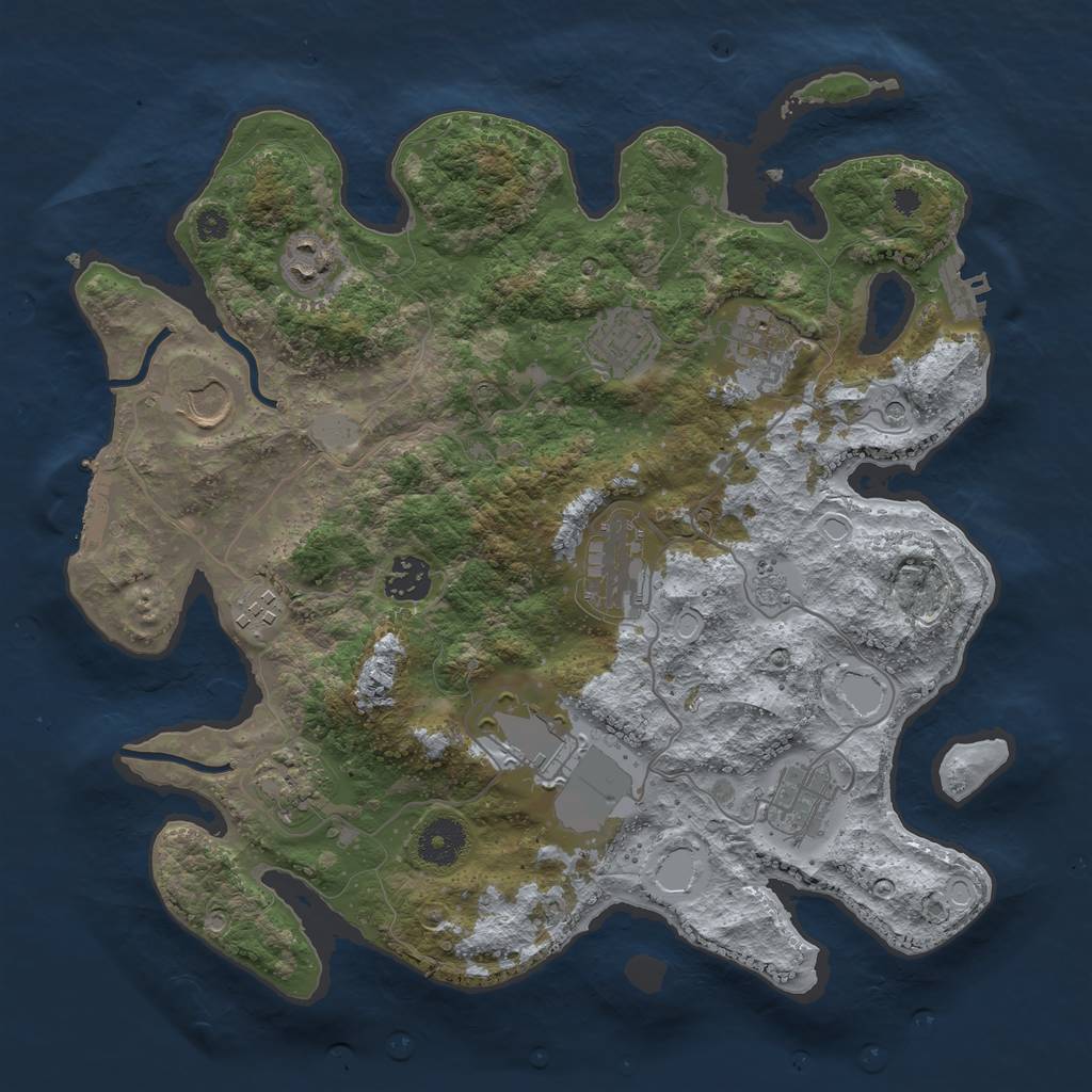 Rust Map: Procedural Map, Size: 3500, Seed: 7321278, 19 Monuments