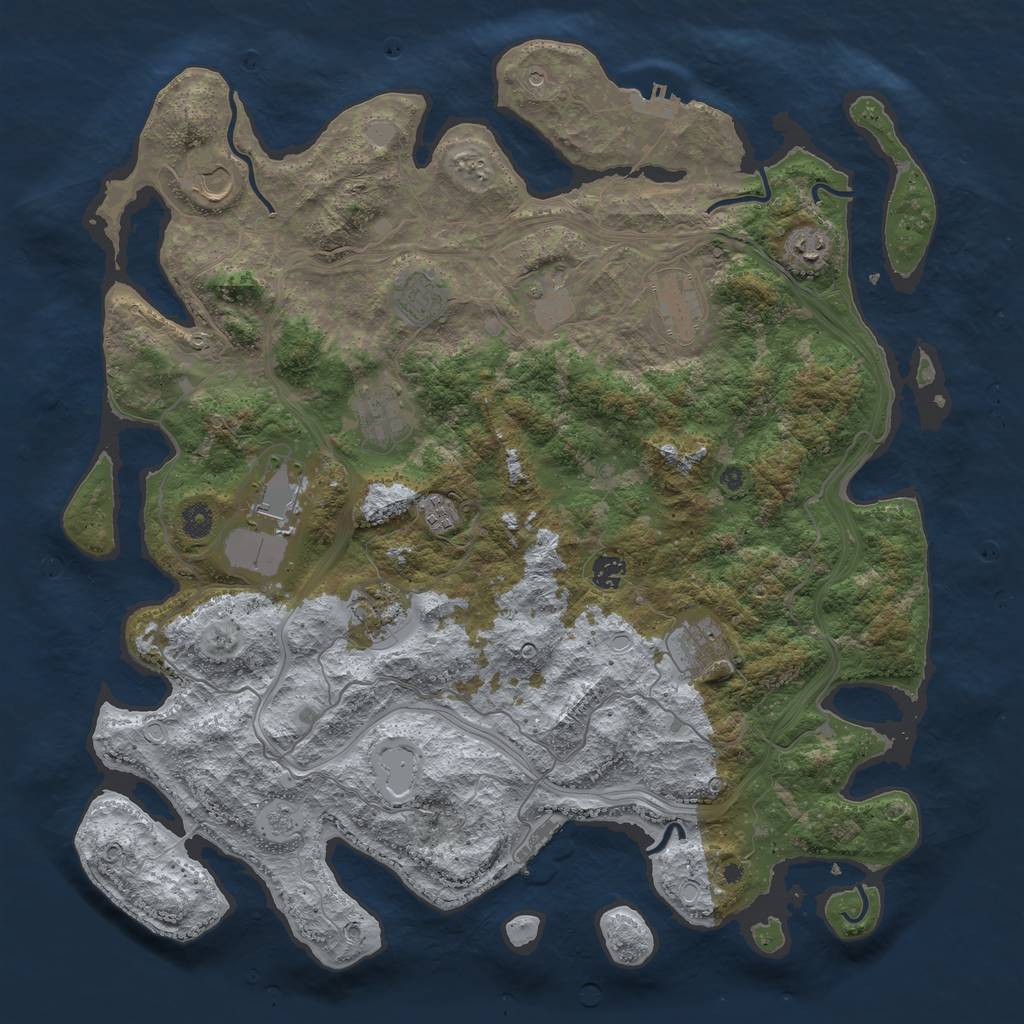 Rust Map: Procedural Map, Size: 4500, Seed: 554617919, 20 Monuments