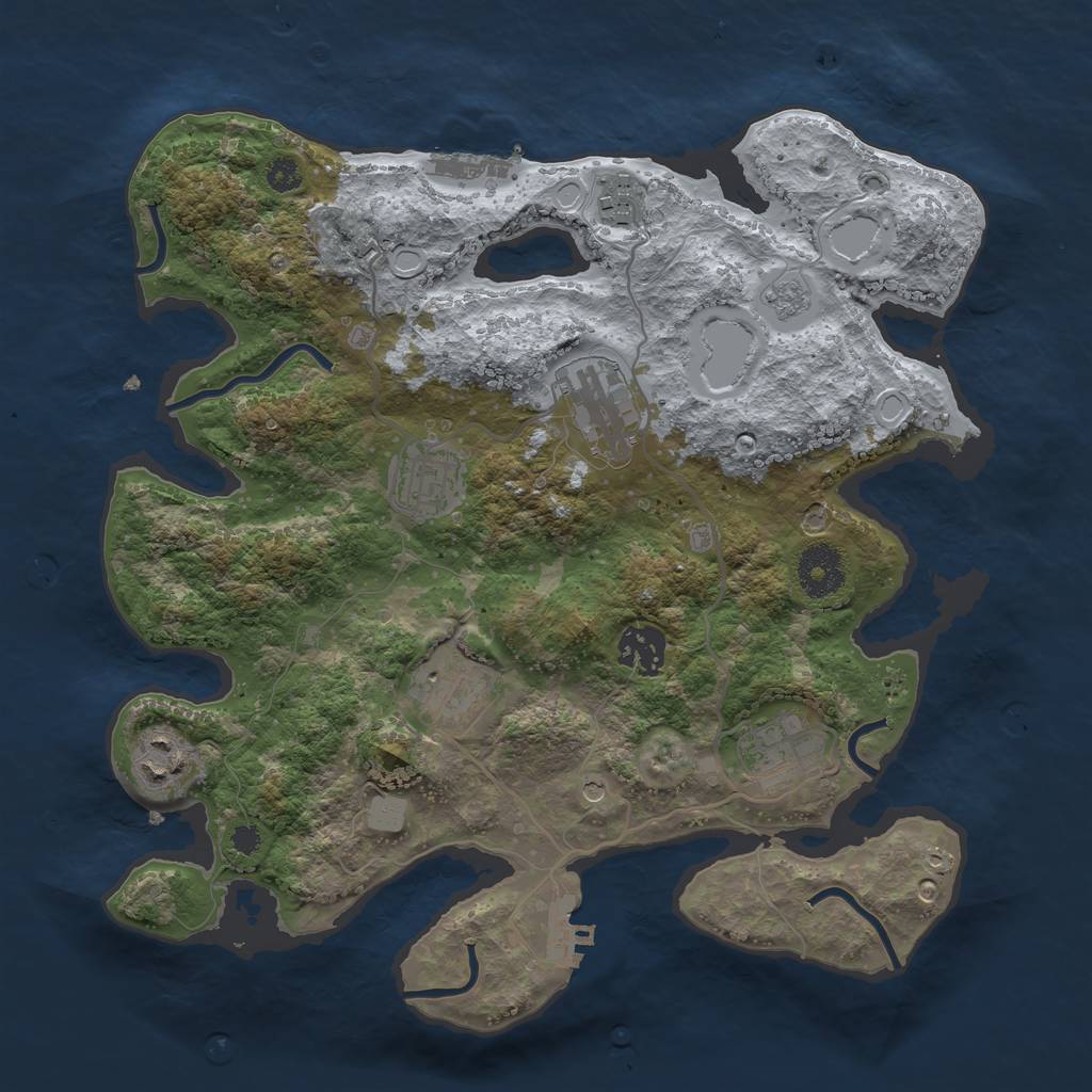 Rust Map: Procedural Map, Size: 3250, Seed: 818172190, 16 Monuments