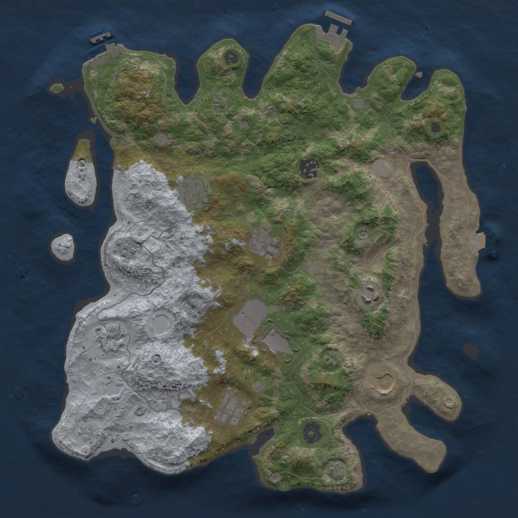 Rust Map: Procedural Map, Size: 3750, Seed: 123858476, 15 Monuments
