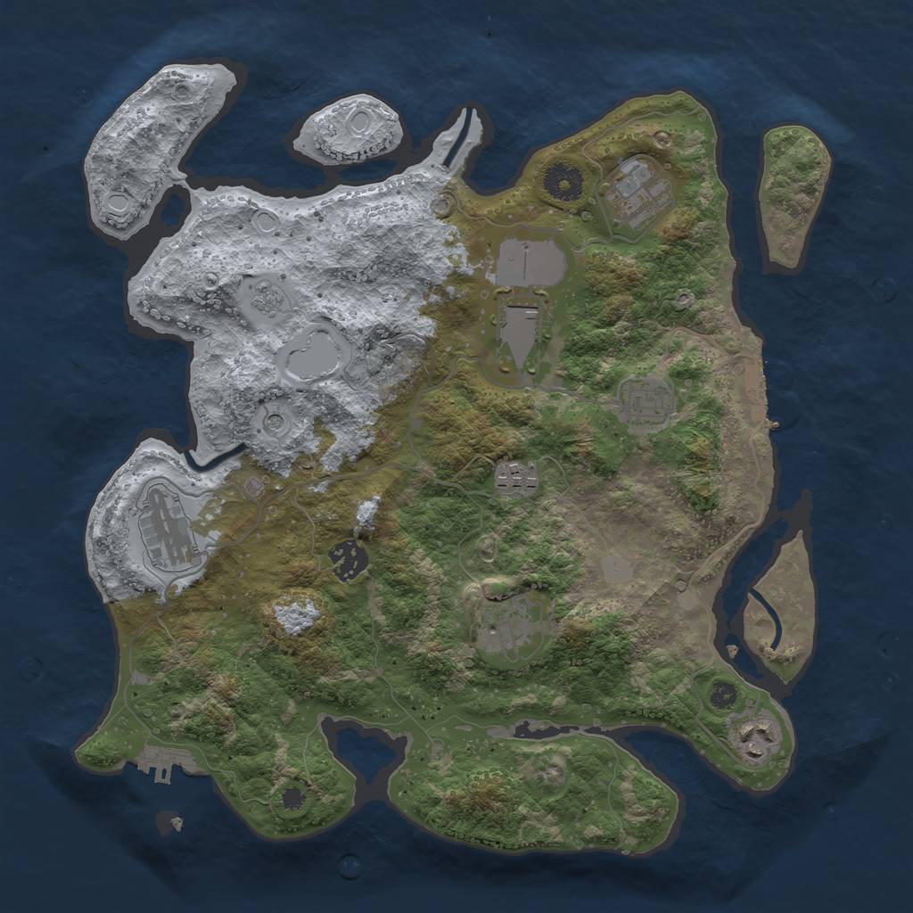 Rust Map: Procedural Map, Size: 3500, Seed: 231912897, 17 Monuments