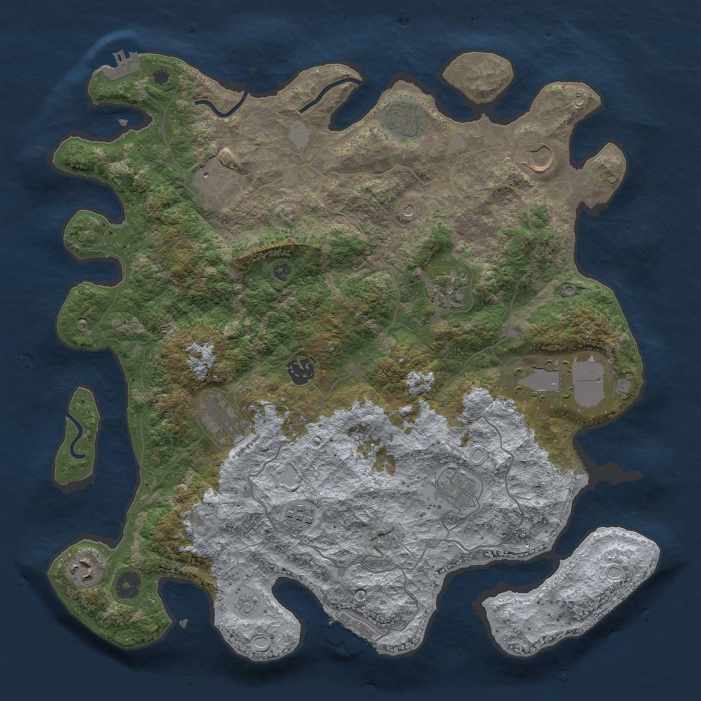 Rust Map: Procedural Map, Size: 4000, Seed: 1378600614, 19 Monuments