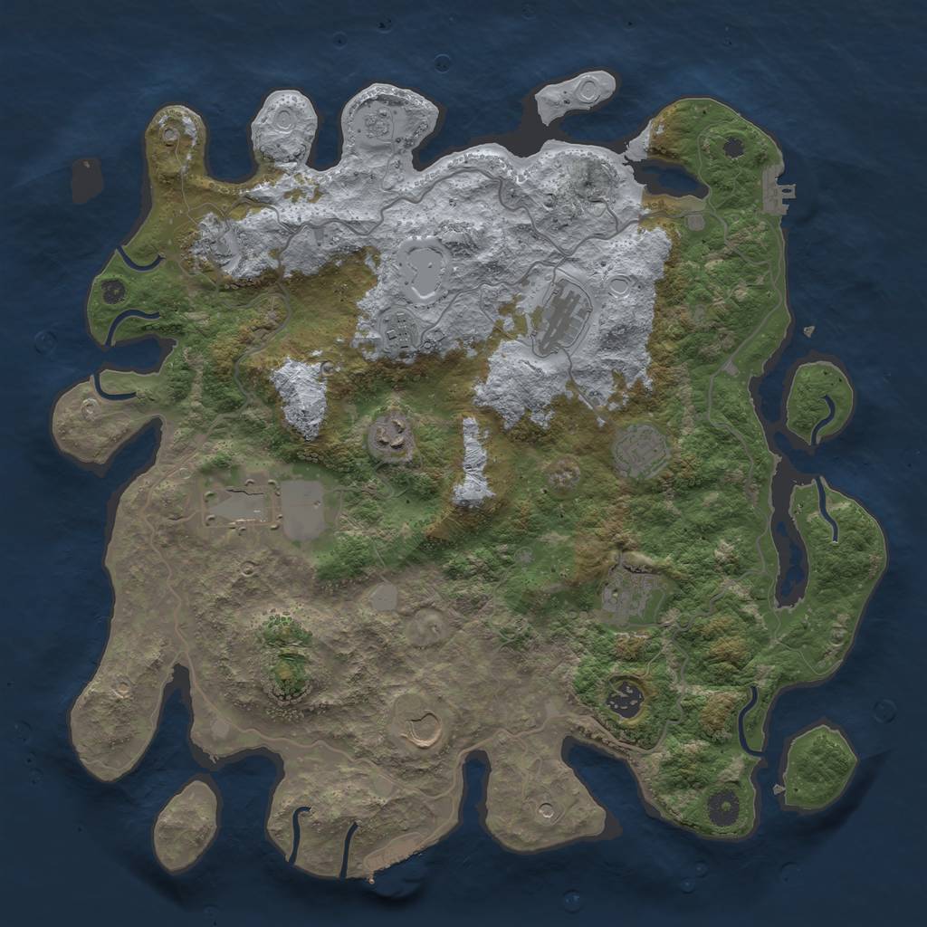 Rust Map: Procedural Map, Size: 4000, Seed: 1402159, 18 Monuments