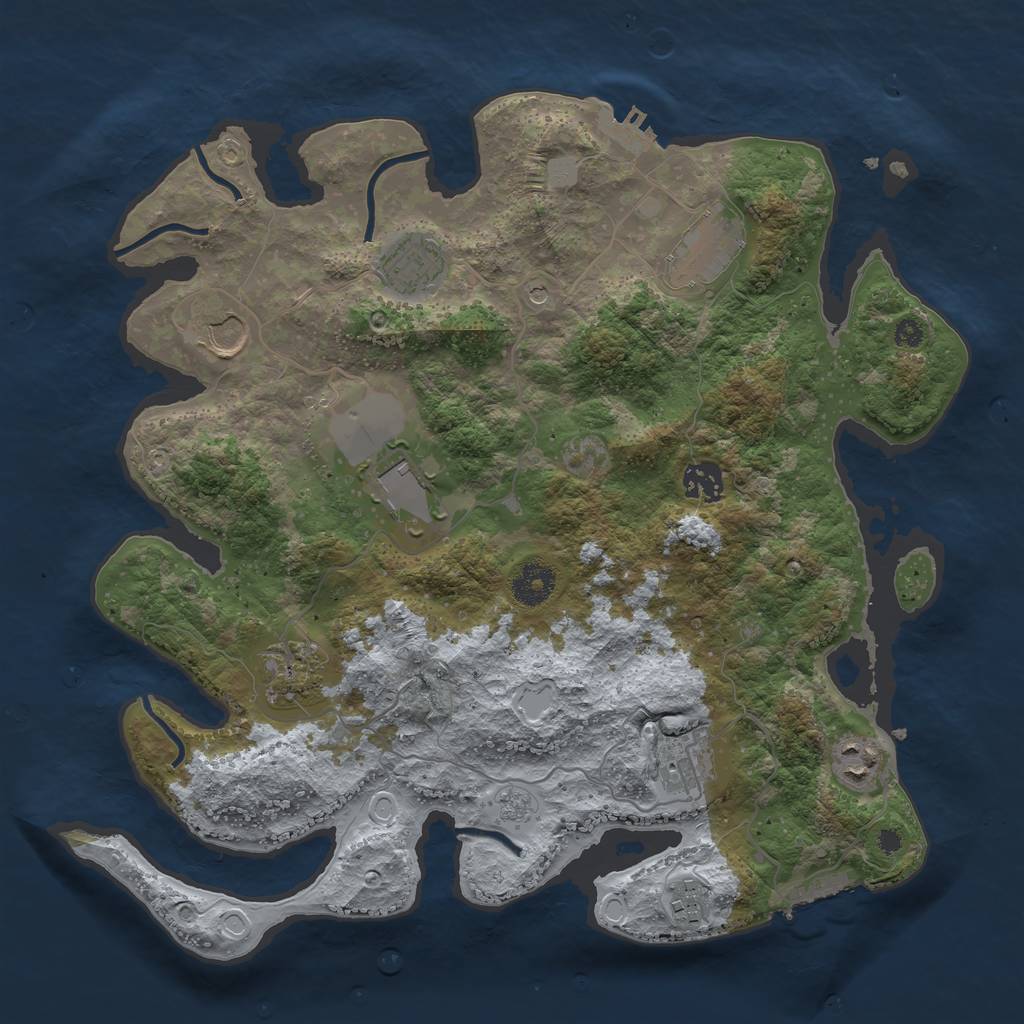 Rust Map: Procedural Map, Size: 3618, Seed: 993459, 18 Monuments