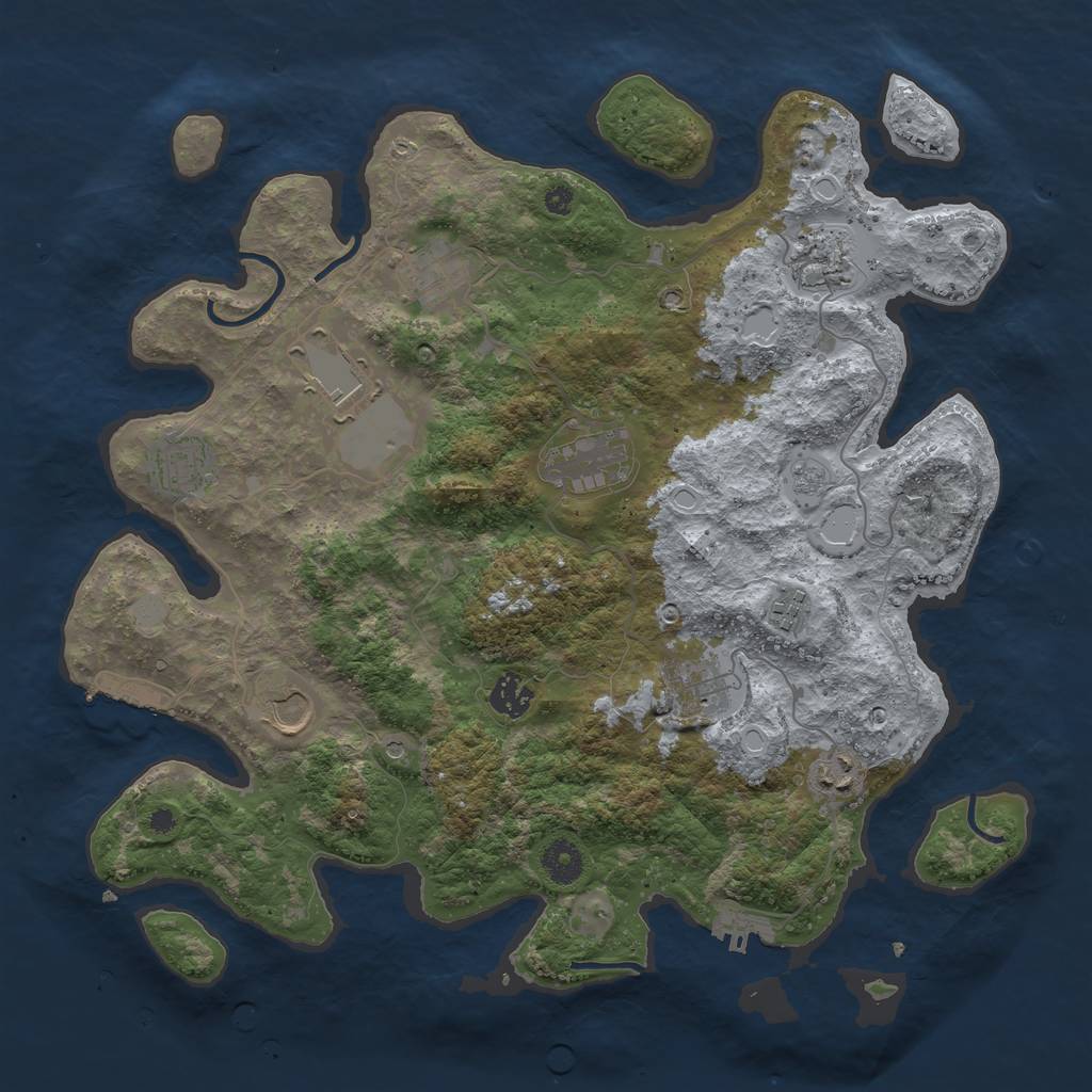 Rust Map: Procedural Map, Size: 3850, Seed: 692045, 19 Monuments
