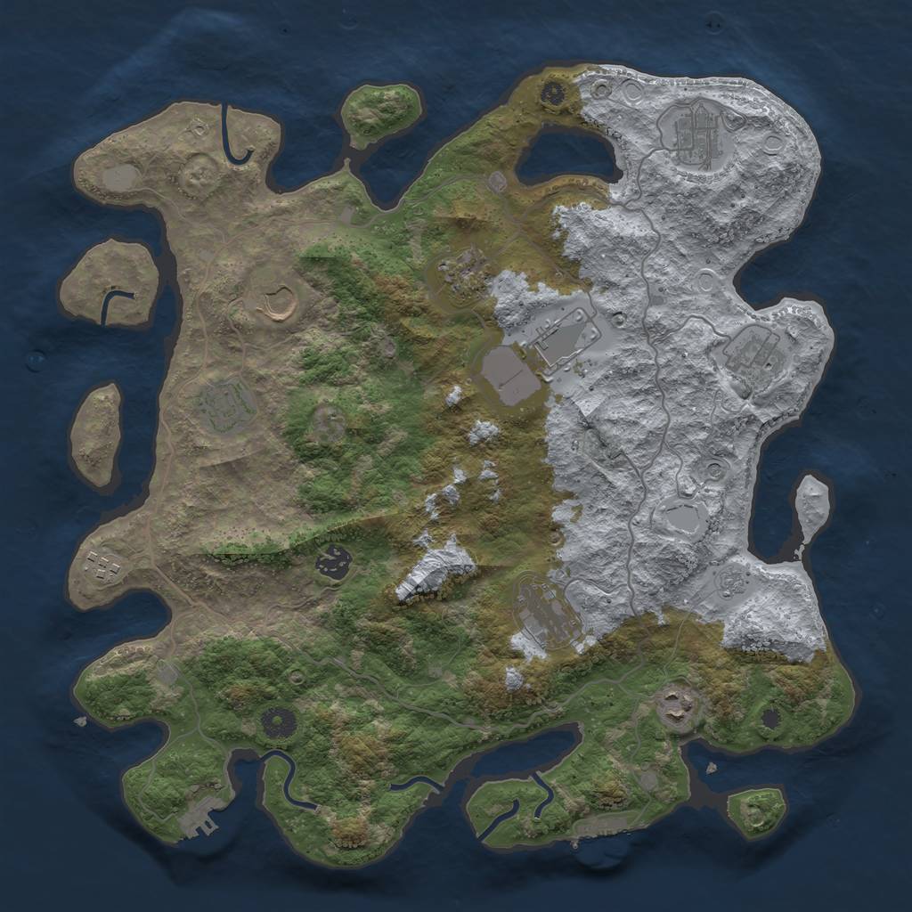 Rust Map: Procedural Map, Size: 4000, Seed: 1976565353, 19 Monuments