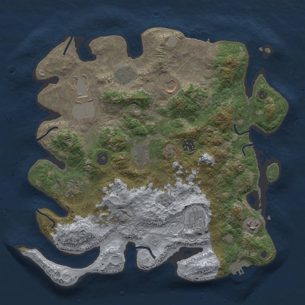Rust Map: Procedural Map, Size: 3619, Seed: 993459, 18 Monuments