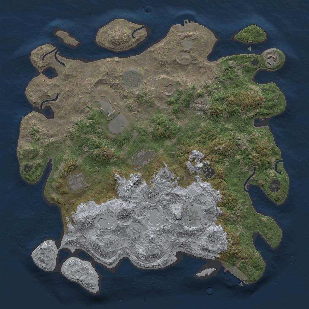 Rust Map: Procedural Map, Size: 4000, Seed: 1838524805, 18 Monuments