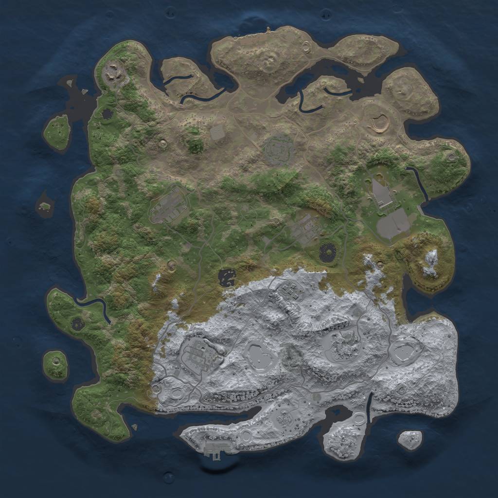 Rust Map: Procedural Map, Size: 4000, Seed: 63472103, 19 Monuments