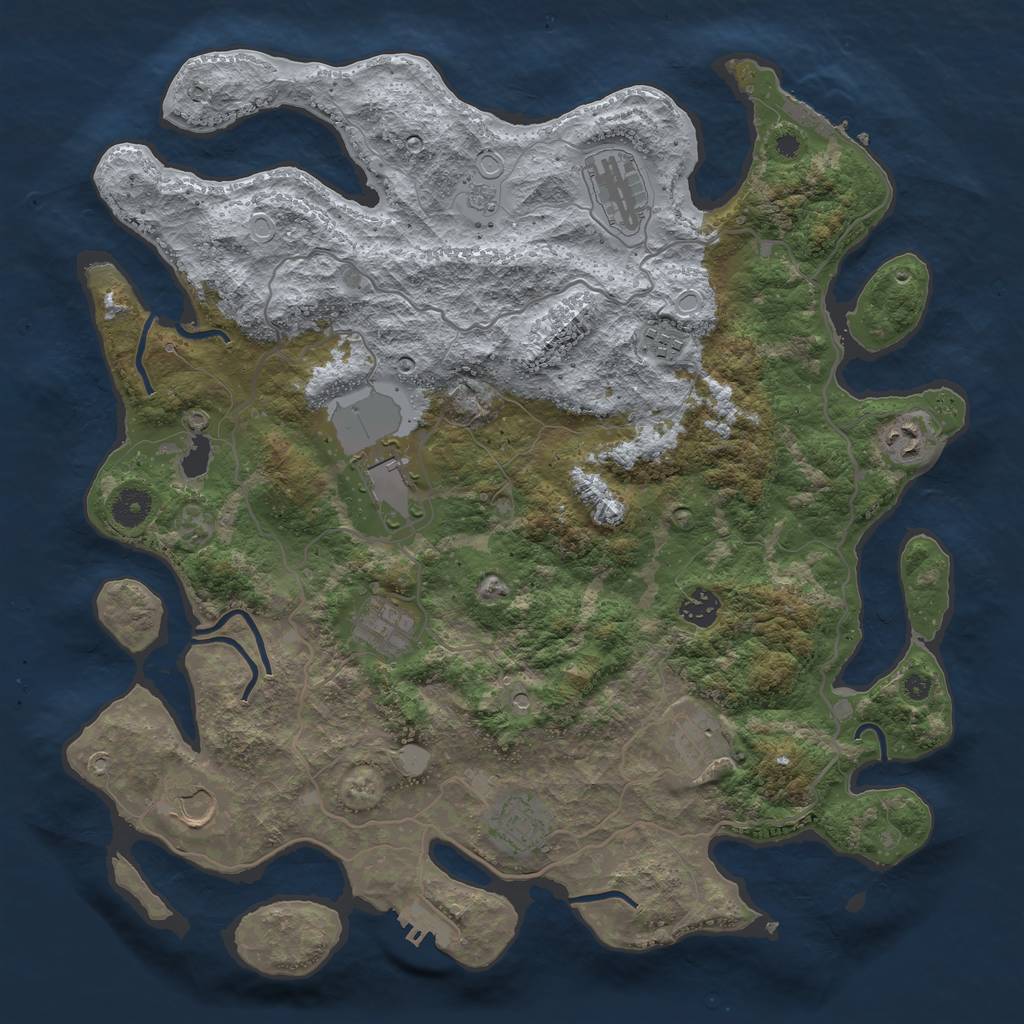 Rust Map: Procedural Map, Size: 4000, Seed: 808078508, 18 Monuments