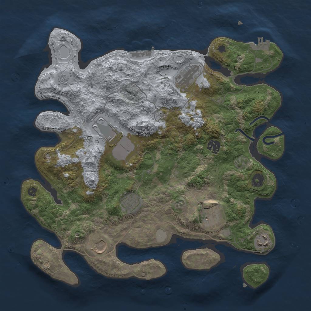 Rust Map: Procedural Map, Size: 3500, Seed: 312709911, 16 Monuments