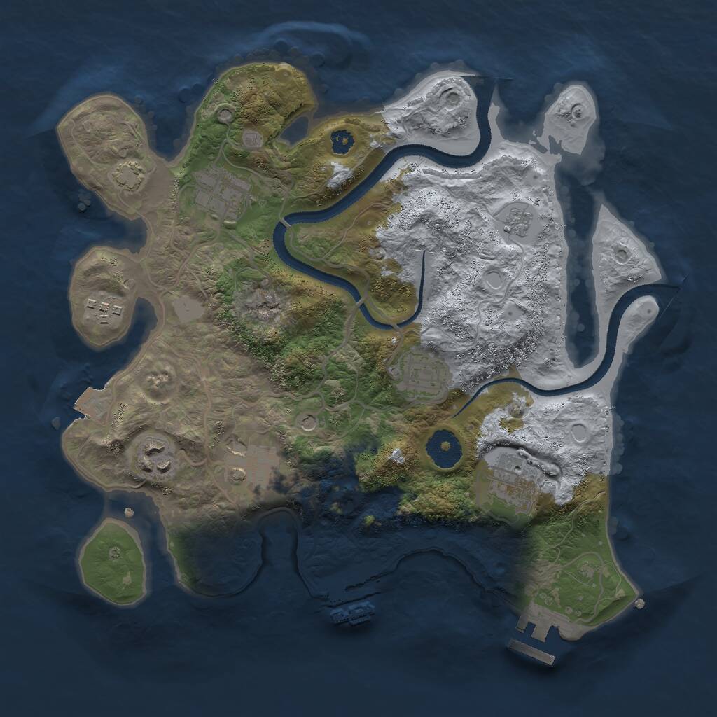 Rust Map: Procedural Map, Size: 3000, Seed: 66171, 12 Monuments
