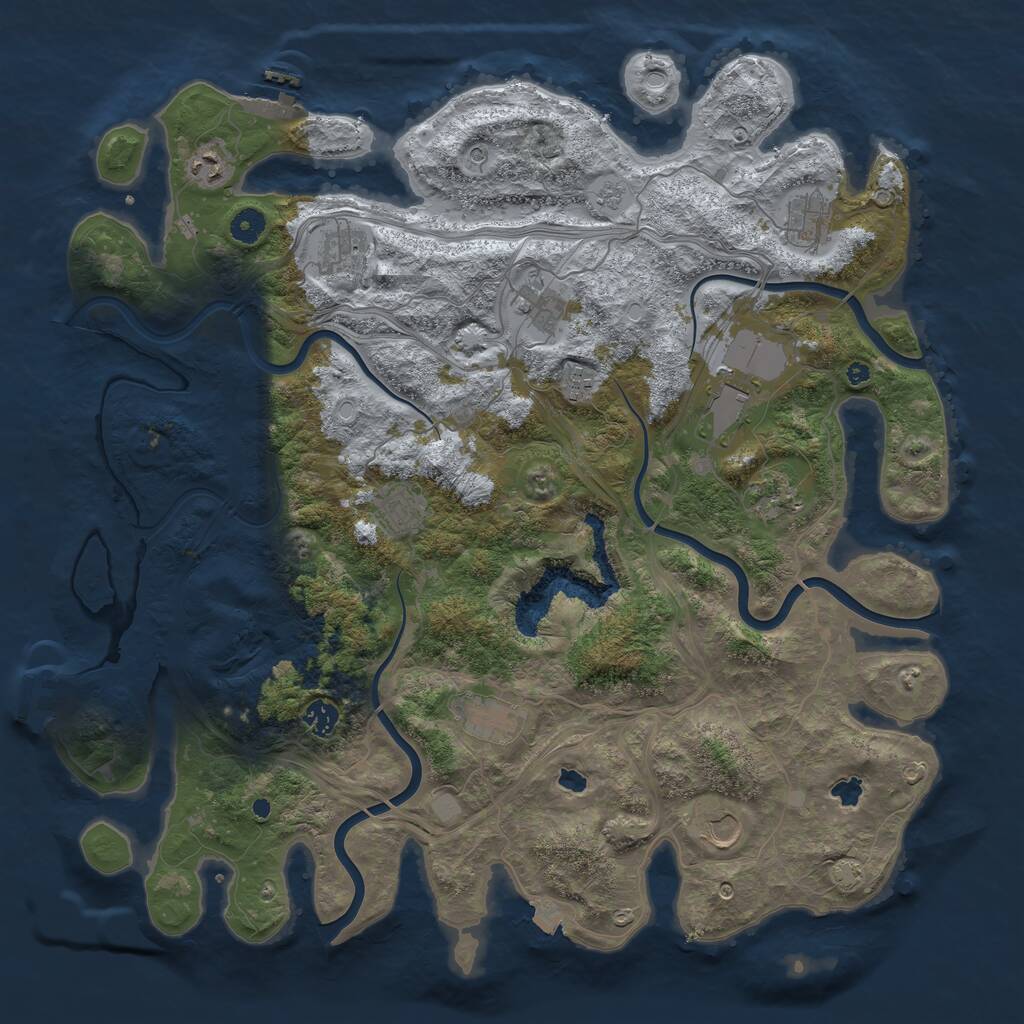 Rust Map: Procedural Map, Size: 4500, Seed: 604490741, 17 Monuments