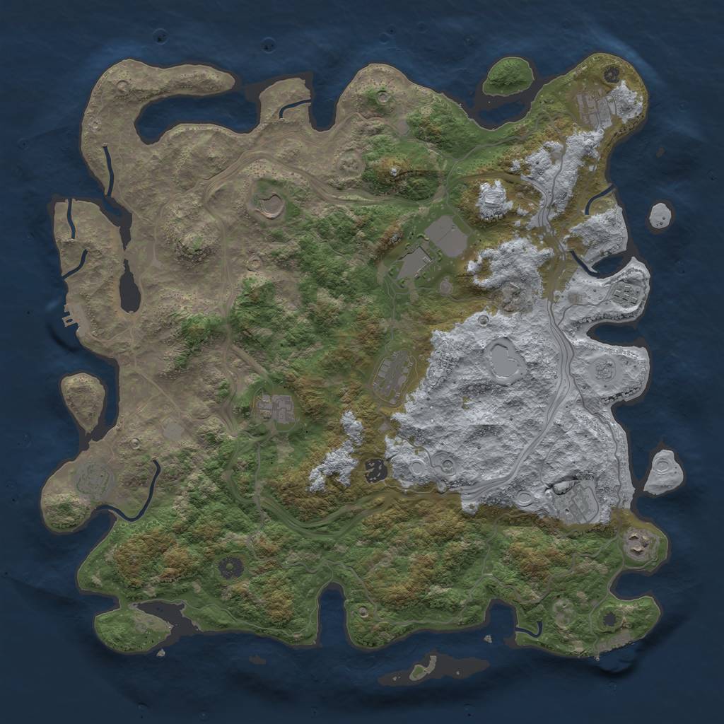 Rust Map: Procedural Map, Size: 4500, Seed: 2115839746, 19 Monuments