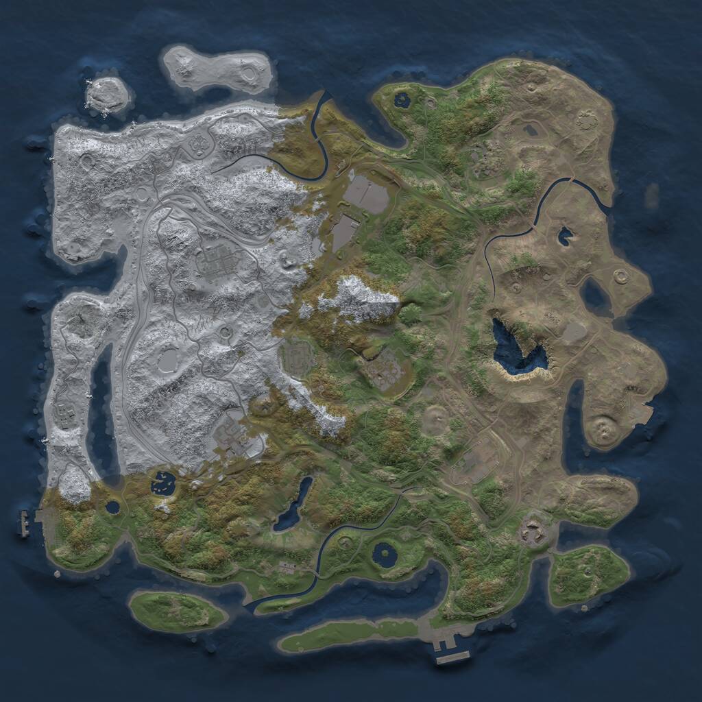 Rust Map: Procedural Map, Size: 4250, Seed: 77777, 16 Monuments