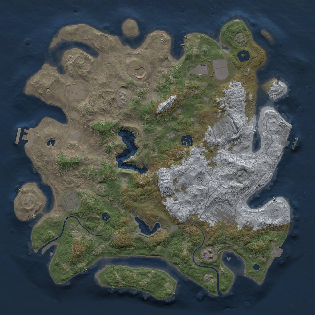 Rust Map: Procedural Map, Size: 4000, Seed: 258230, 14 Monuments