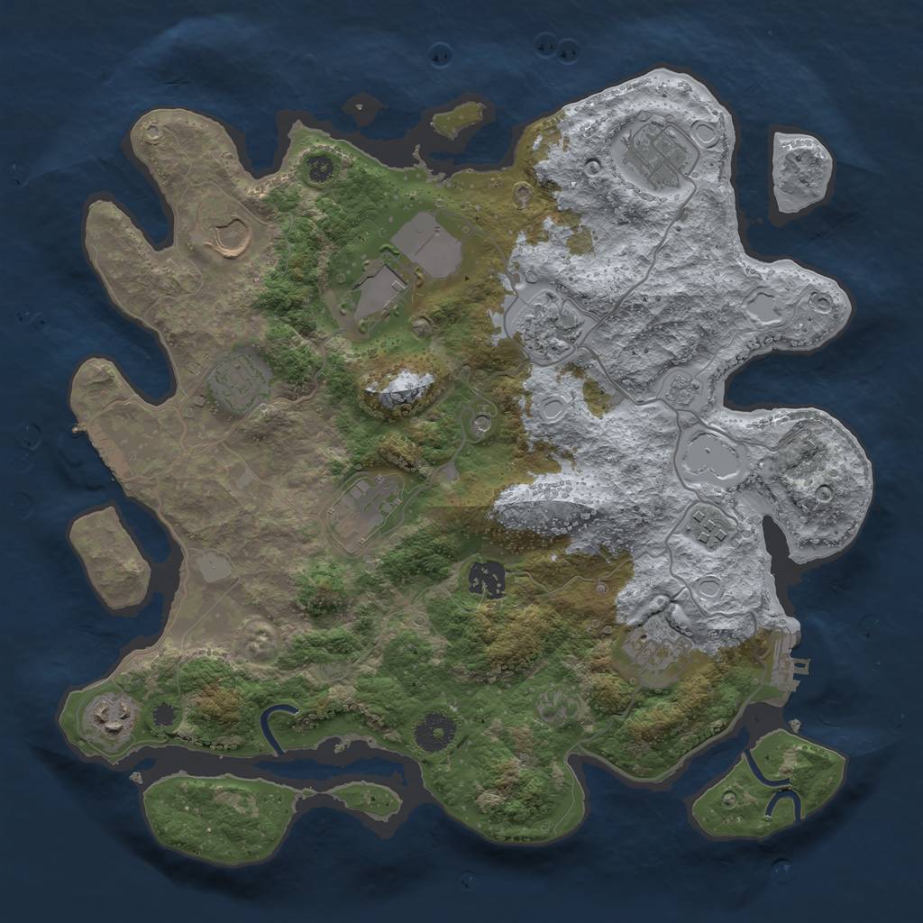 Rust Map: Procedural Map, Size: 3550, Seed: 9851, 19 Monuments