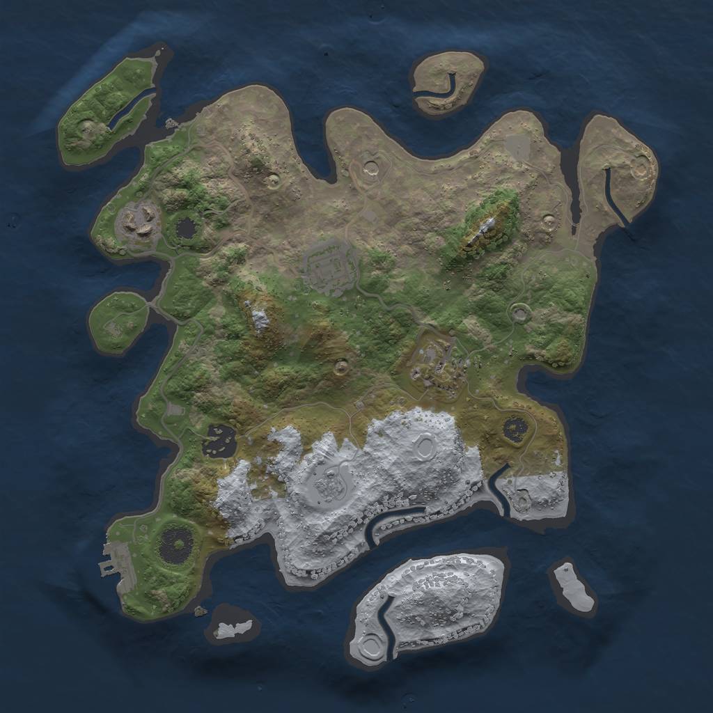 Rust Map: Procedural Map, Size: 3000, Seed: 1014101562, 12 Monuments