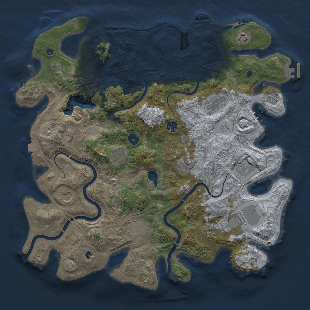 Rust Map: Procedural Map, Size: 4300, Seed: 1223495974, 17 Monuments