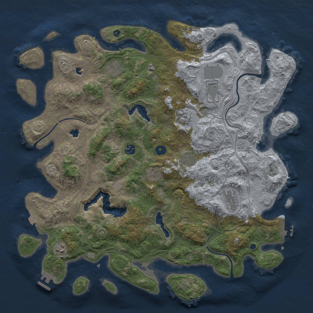 Rust Map: Procedural Map, Size: 4500, Seed: 1195383240, 15 Monuments