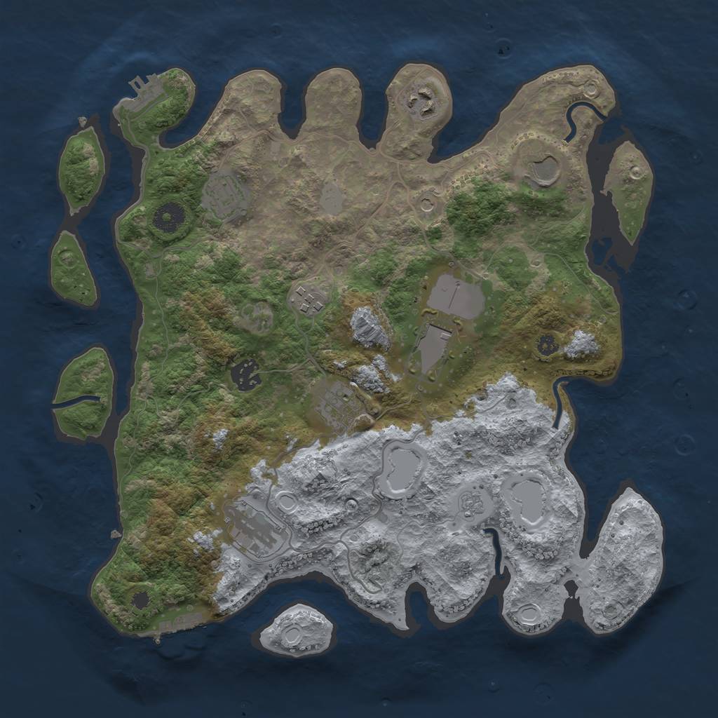 Rust Map: Procedural Map, Size: 3500, Seed: 708934590, 17 Monuments