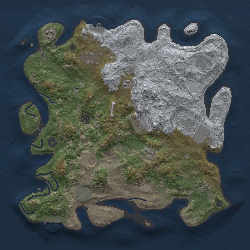Rust Map: Procedural Map, Size: 3800, Seed: 709870030, 19 Monuments