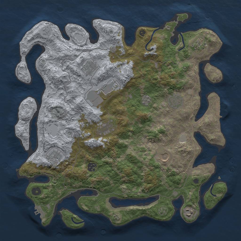 Rust Map: Procedural Map, Size: 4000, Seed: 609076081, 19 Monuments