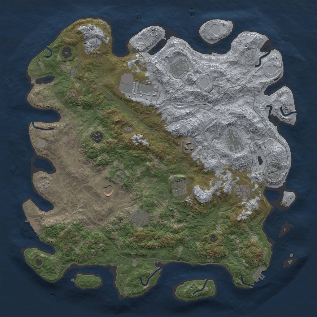 Rust Map: Procedural Map, Size: 4300, Seed: 1363313790, 20 Monuments