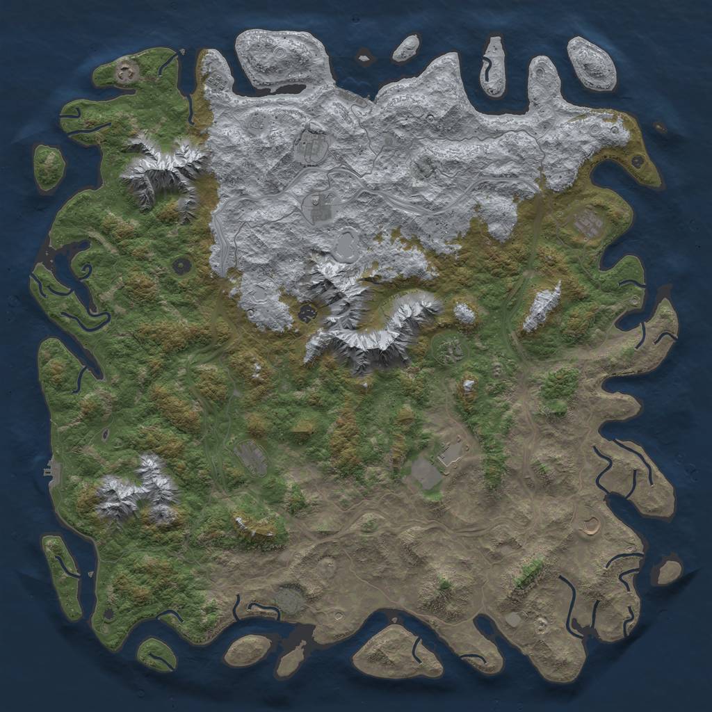 Rust Map: Procedural Map, Size: 6000, Seed: 968607372, 20 Monuments
