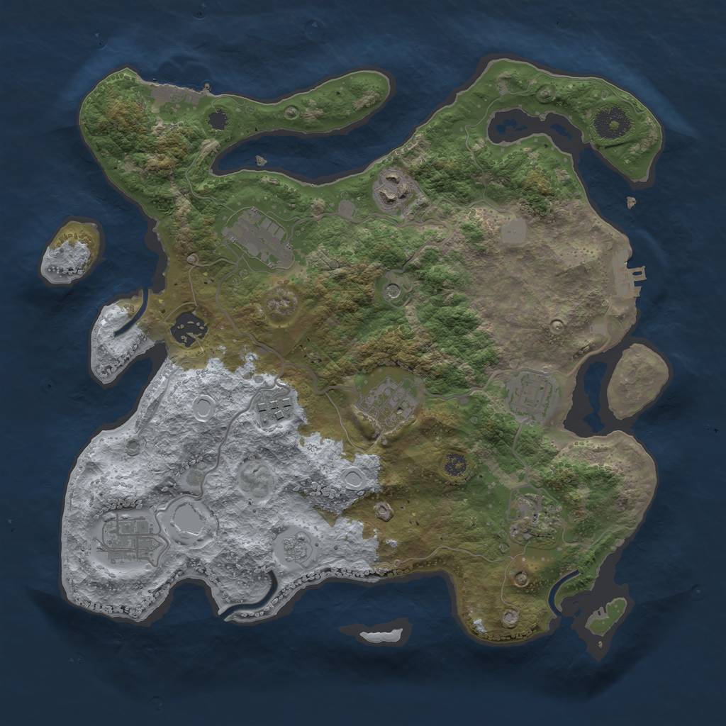 Rust Map: Procedural Map, Size: 3250, Seed: 1885848280, 17 Monuments