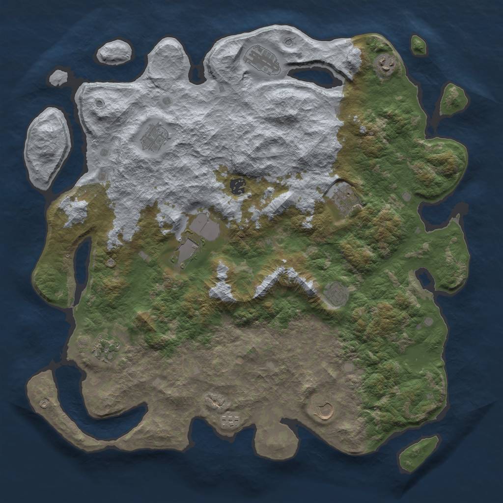 Rust Map: Barren, Size: 4500, Seed: 45, 13 Monuments