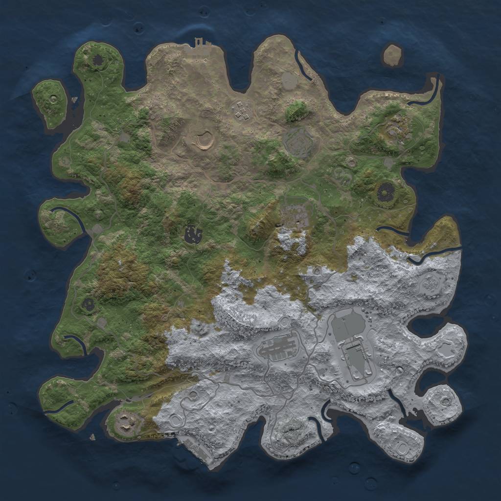 Rust Map: Procedural Map, Size: 4000, Seed: 9012022, 18 Monuments