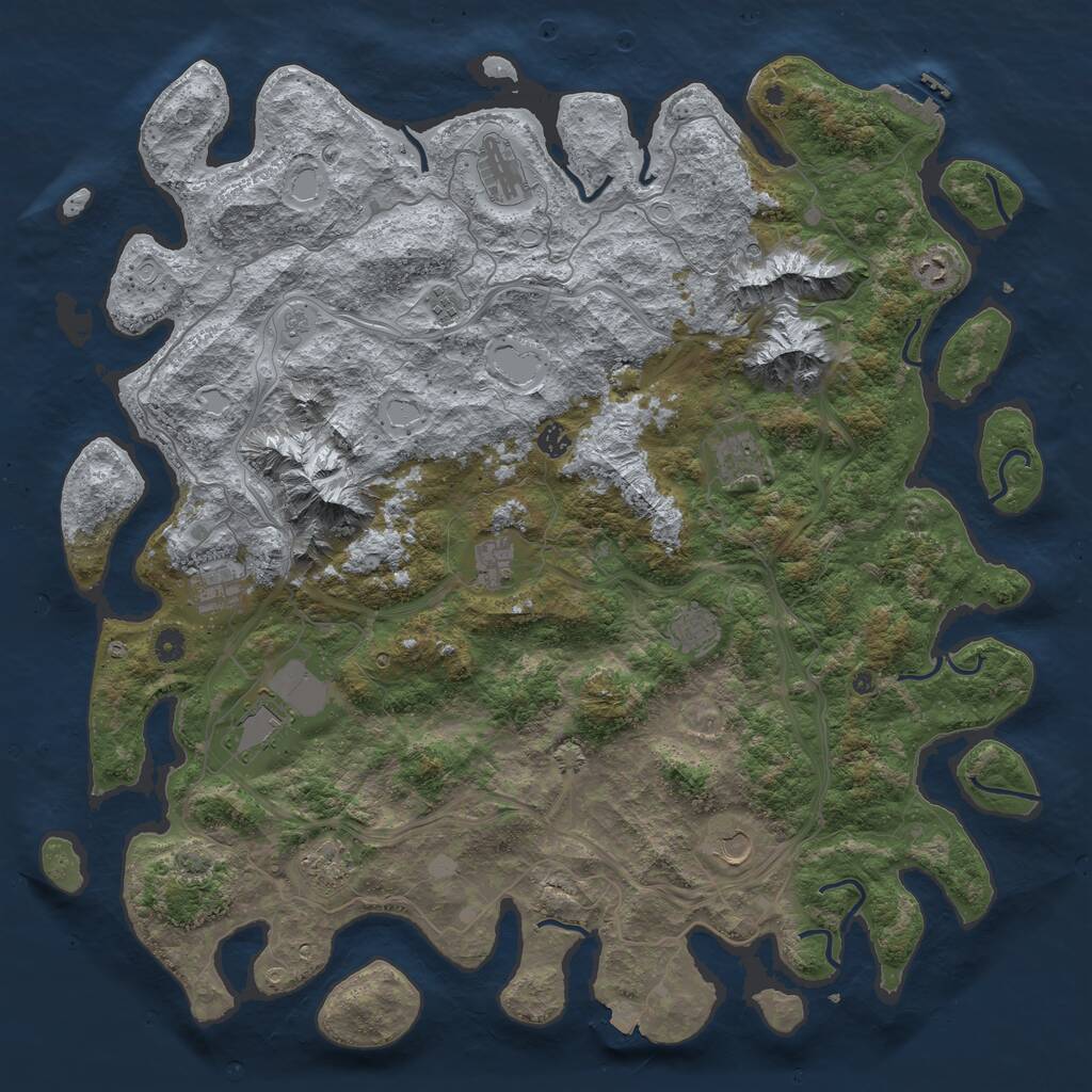 Rust Map: Procedural Map, Size: 5000, Seed: 1216553337, 16 Monuments