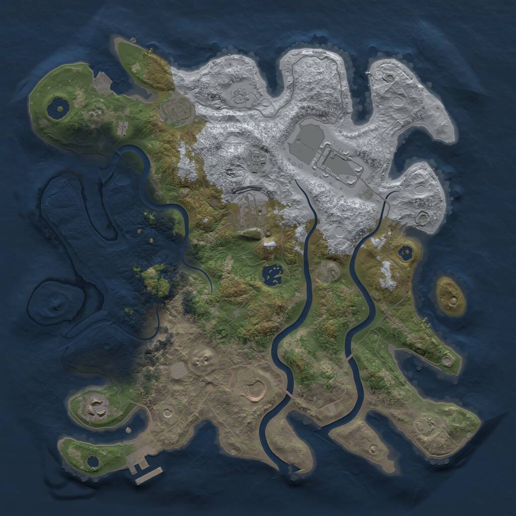 Rust Map: Procedural Map, Size: 3600, Seed: 3036, 12 Monuments