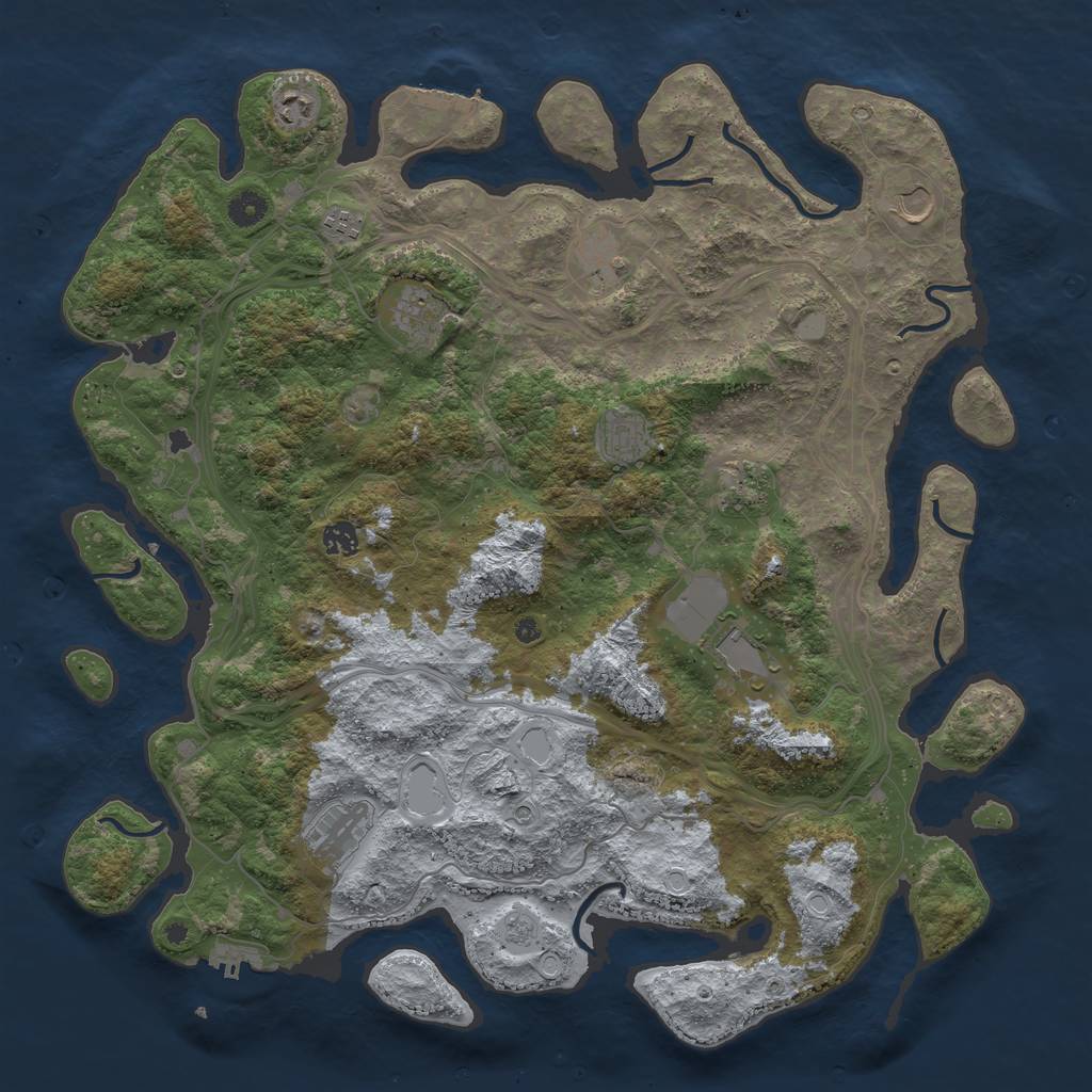 Rust Map: Procedural Map, Size: 4500, Seed: 215988597, 19 Monuments
