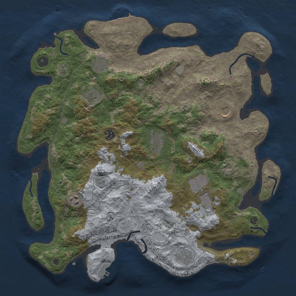 Rust Map: Procedural Map, Size: 4100, Seed: 27719080, 19 Monuments