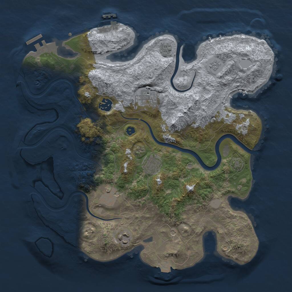 Rust Map: Procedural Map, Size: 3400, Seed: 73829800, 12 Monuments
