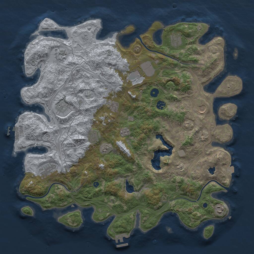 Rust Map: Procedural Map, Size: 4400, Seed: 49044831, 17 Monuments
