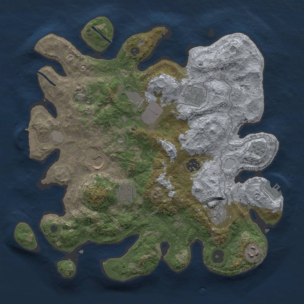 Rust Map: Procedural Map, Size: 3500, Seed: 1364637334, 18 Monuments